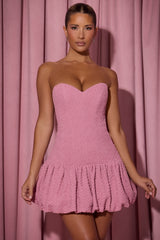 Lavinia-Cut-Out Bubble Hem Corset Mini Dress in Dusty Pink