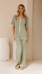 Shaylie Wide Leg Pants - Sage
