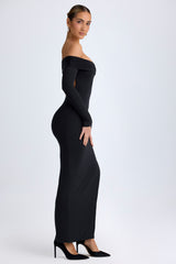 Honora-Modal Off-Shoulder Open-Back Maxi Dress in Black