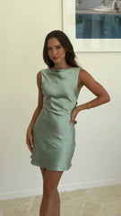 Korie Boatneck Mini Dress - Sage