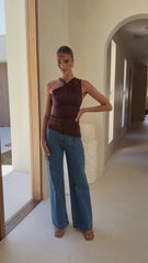 Adamaris Asymmetrical Top - Chocolate