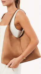 Tammy Shoulder Bag - Dark Tan Suede
