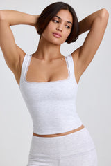 Casta-Ribbed Modal Lace-Trim Tank Top in Grey