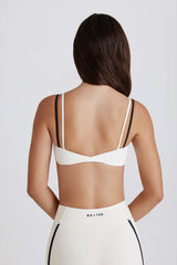 Soft Active Twist-Back Layered Sports Bra in Ivory