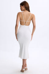 Lois-Plunge Open-Back Midaxi Dress in White