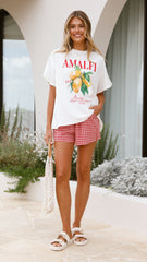 Amalfi Top and Shorts Set - Gingham Mango