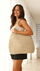 Solana Summer Tote Bag - Beige Straw