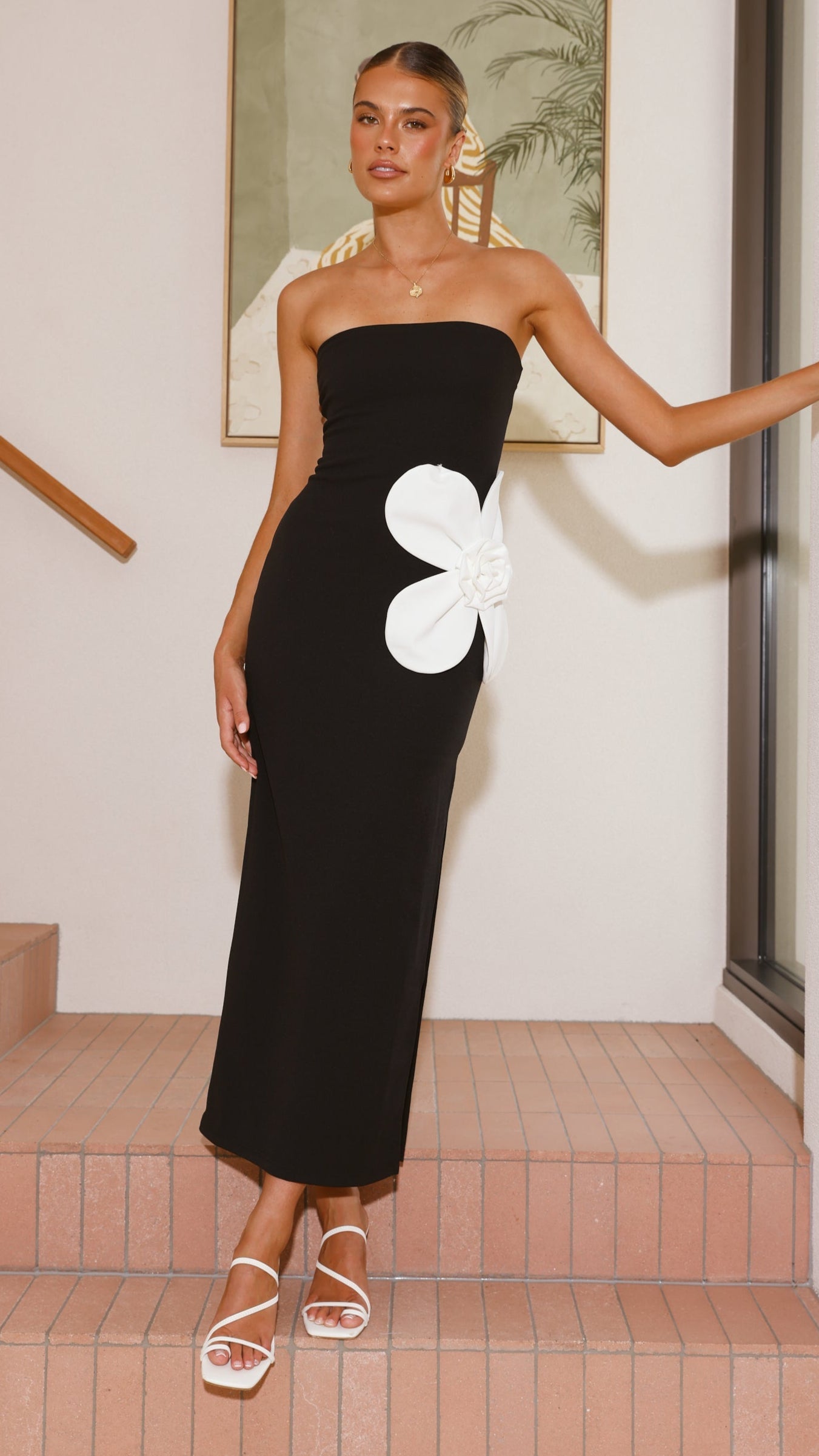 Athena Maxi Dress - Black/White