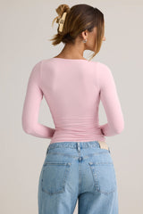 Emry-Modal Ruched Long-Sleeve Top in Baby Pink