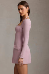 Ksenia-Pinstripe Structured A-Line Mini Dress in Mauve