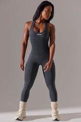 Full Length Cut Out Back Jum in Grey