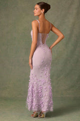 Vasanta-Embellished Fishtail Corset Gown in Lilac