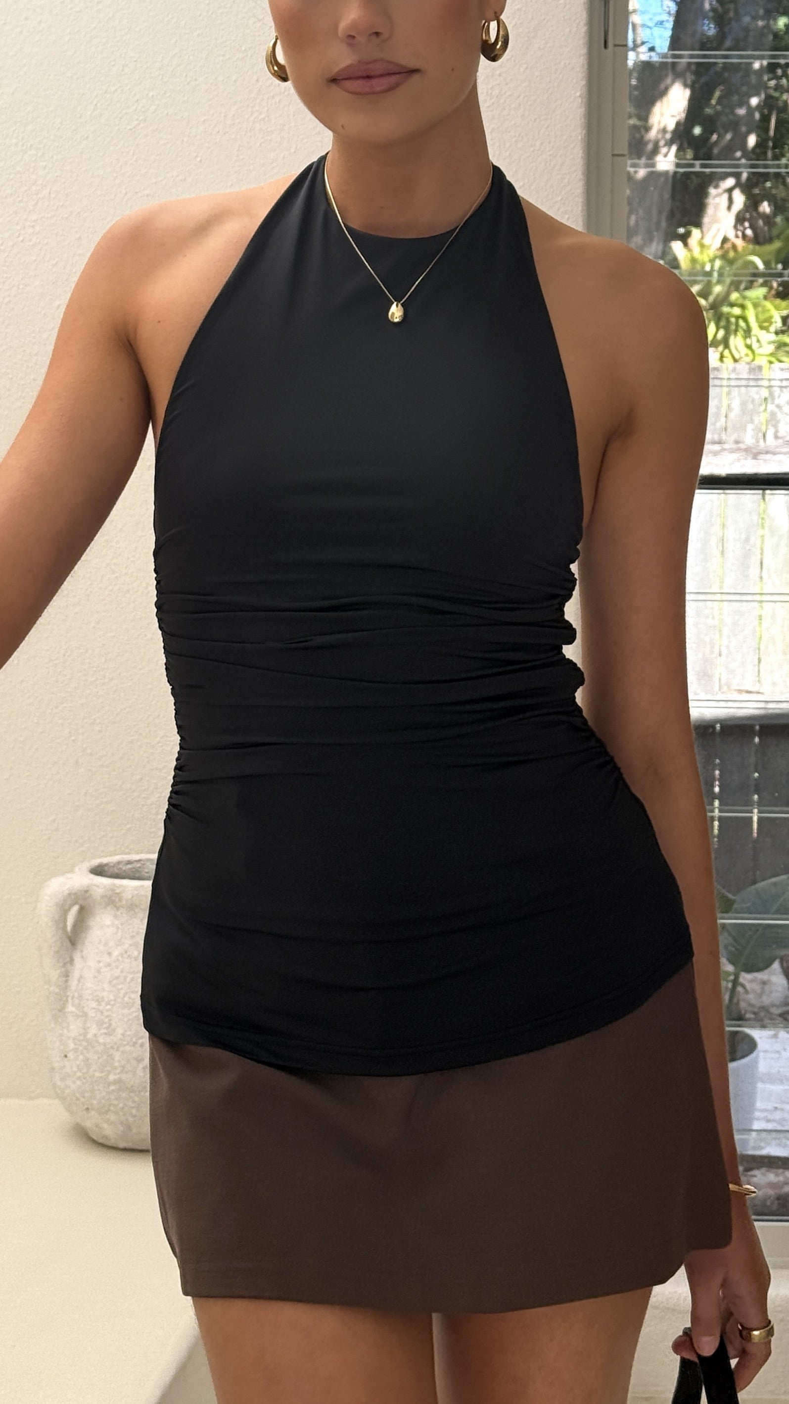 Ivy Halter Neck Top - Black