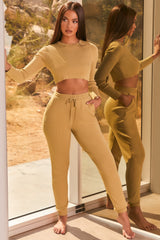 Influencer-Influencer Ribbed Knit Joggers in Olive