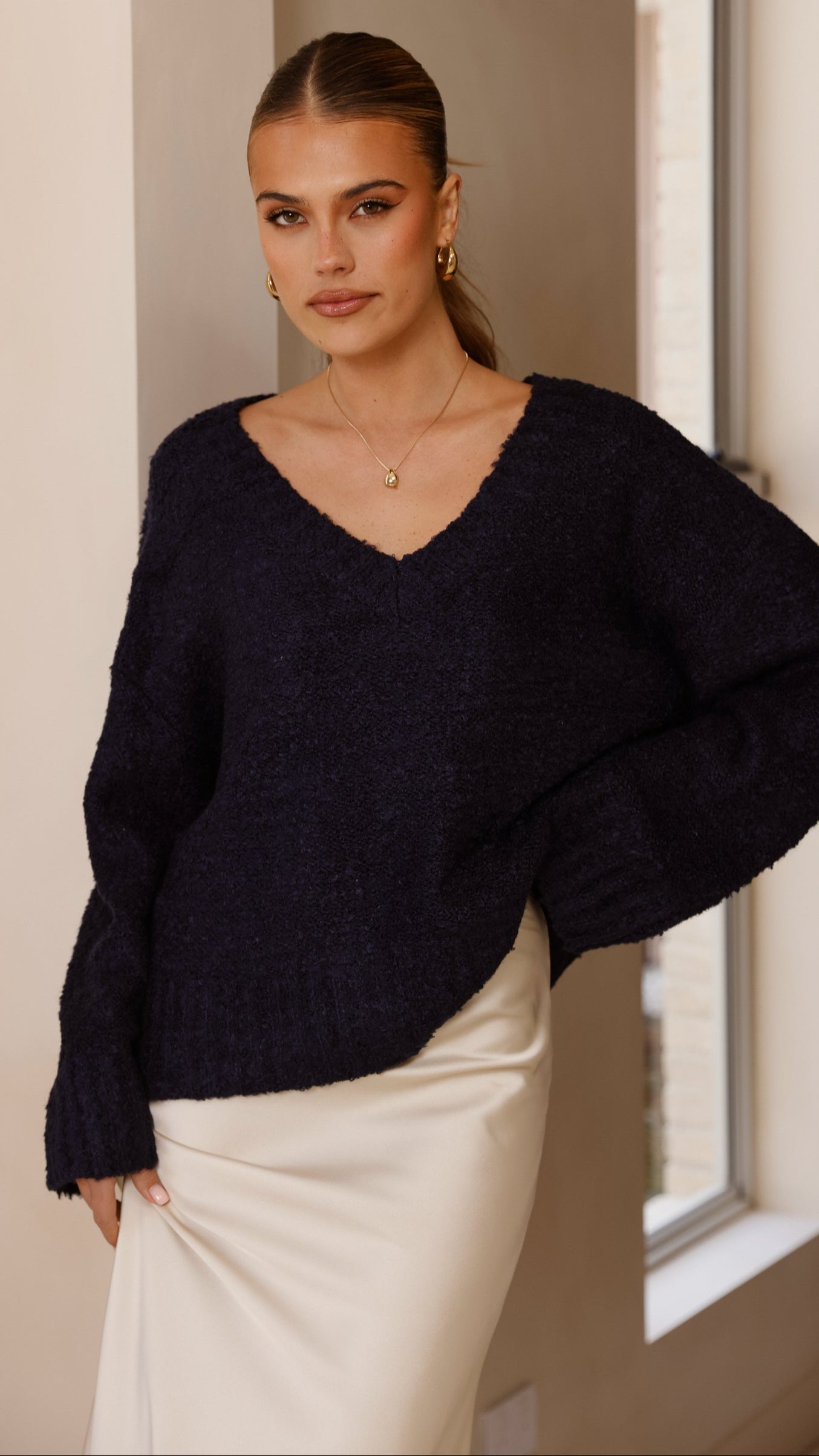Silas Knit Top - Navy