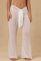 Hydra-Tie-Front Wide-Leg Trousers in White