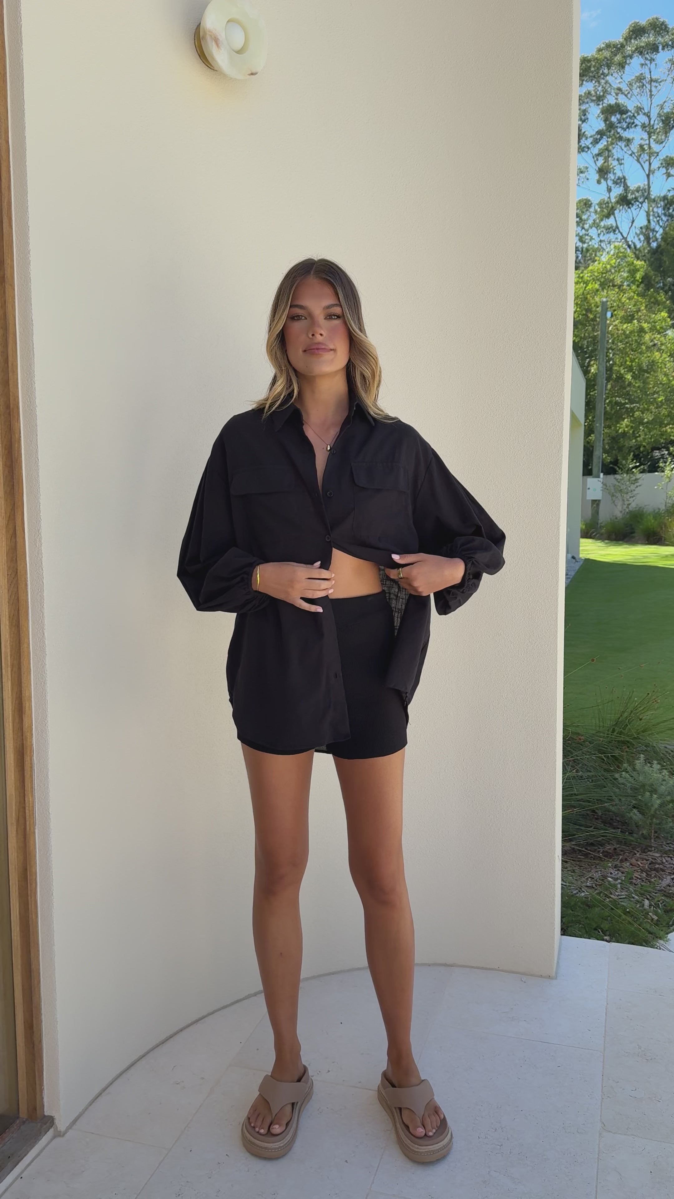 Bianca Oversized Button Up Shirt - Black