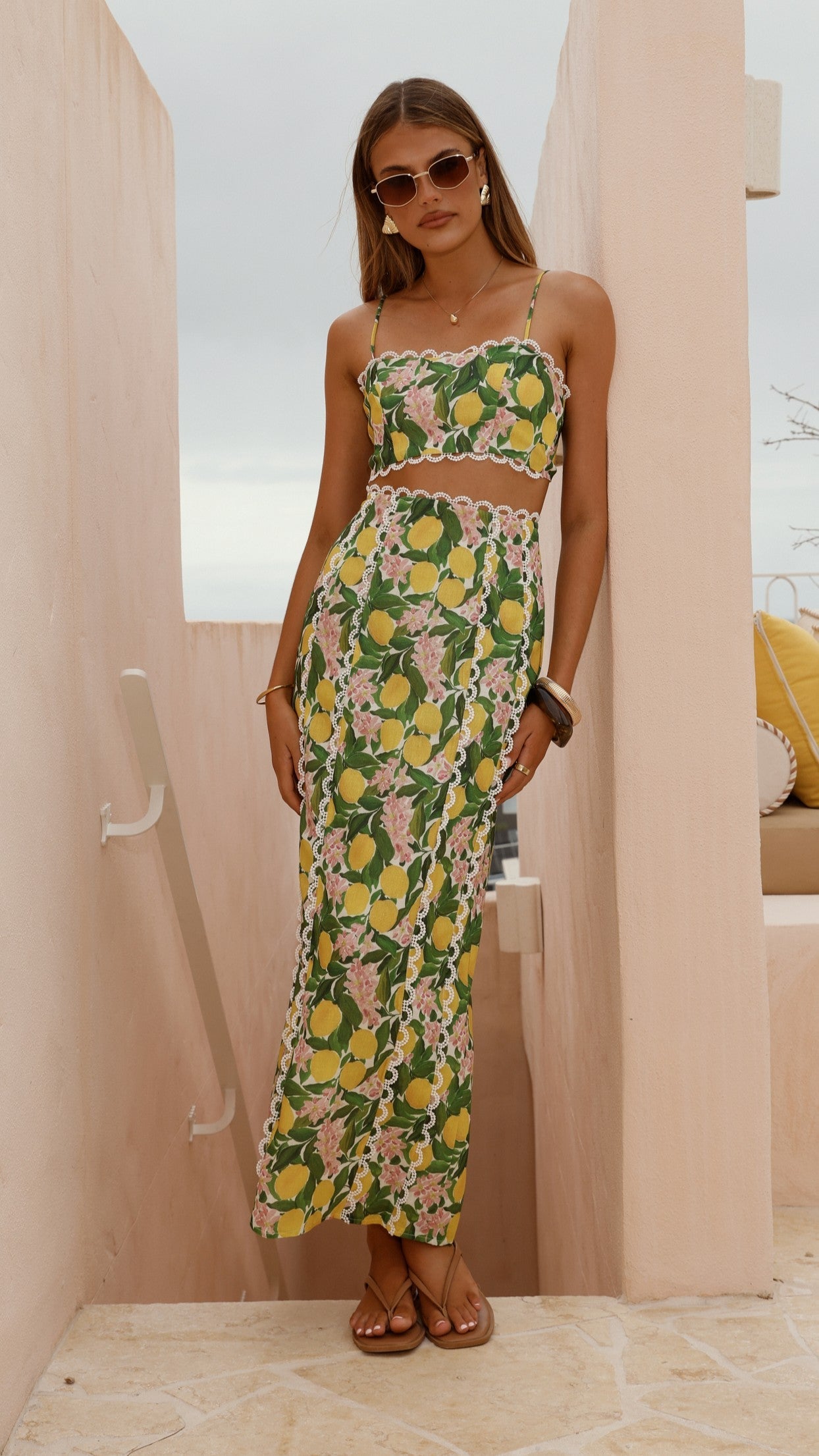 Nova Maxi Skirt - Lemon Print