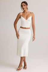 Luella-Modal Ruched Mid-Rise Midaxi Skirt in White