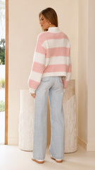Dante Knitted Sweater - White / Pink Stripe