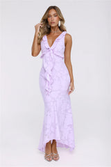 Shimmer Petal Maxi Dress Lilac