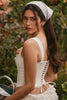 White Stretch Cotton Scallop Trim Corset Top